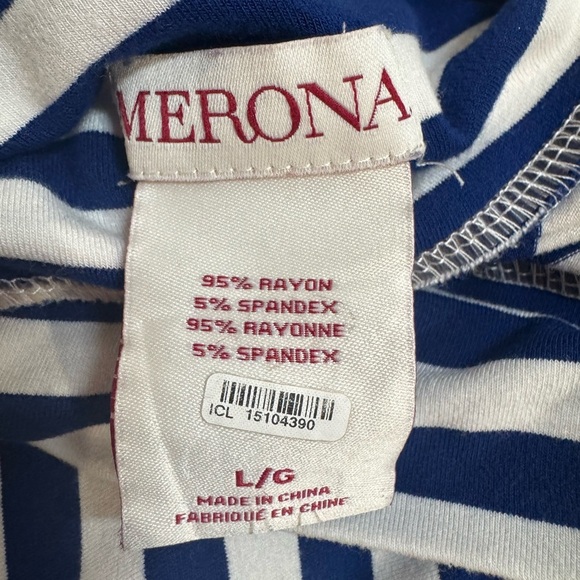 Merona Blue and White A-Line Striped  Resort wear Beach Maxi Skirt size Large - Picture 4 of 5